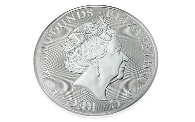 Silberm&uuml;nze 10 Pfund Elizabeth II 10 Unzen 311g 999/- Silber 2022. Silberm&uuml;nze 10 Pfund 