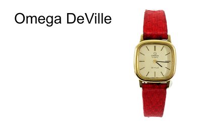 Omega DeVille Quarz Edelstahl vergoldet, Schliesse und Lederband nicht original von Omega, ohne B