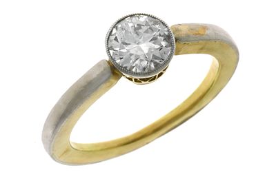 Ring 4,13g 585/- Gelbgold und Wei&szlig;gold mit Diamant ca. 1,05 ct. J/si1, Ringgr&ouml;&szlig;e ca. 54. Ring 4 