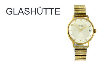 Glash&uuml;tte Automatik Edelstahl vergoldet, Band ist nicht original, ohne Box und ohne Papiere. Glas 