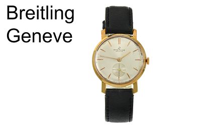 Breitling Geneve Handaufzug Edelstahl vergoldet mit Lederband, Band und Schliesse sind nicht von 