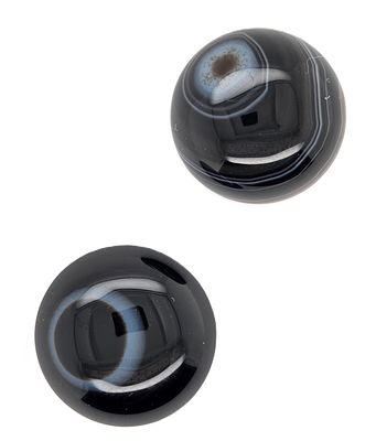 Achat Rund 2 Stk. zu 25,34 ct., L&auml;nge 17,41 mm, Breite 17,40 mm, H&ouml;he 6,75 mm