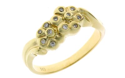 Ring 3,64g 585/- Gelbgold mit 12 Diamanten zus. ca. 0,12 ct. H/si, Ringgr&ouml;&szlig;e ca. 53,5. Ring 3 