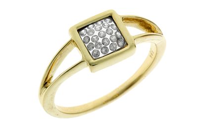 Ring 2,33g 585/- Gelbgold und Wei&szlig;gold mit 21 Diamanten zus. ca. 0,21 ct. H/si-pi, Ringgr&ouml;&szlig;e ca. 51