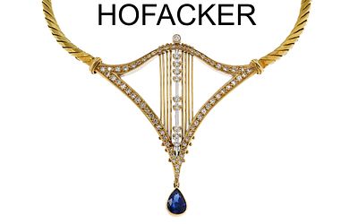 Hofacker Collier 40,34g 750/- Gelbgold und Wei&szlig;gold mit ca. 73 Diamanten zus. ca. 0,91 ct. TW/vs1