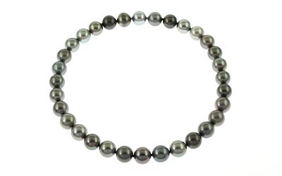 Tahiti-Zuchtperl-Collier mit Nittel-Verschluss aus Edelstahl, L&auml;nge ca. 44,50 cm. Tahiti-Zuchtper 