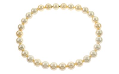 S&uuml;dsee-Zuchtperl-Collier mit Nittel-Verschluss aus Edelstahl, L&auml;nge ca. 44 cm. S&uuml;dsee-Zuchtp 