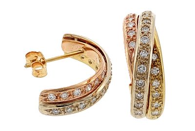 Ohrstecker 6,99g 585/- Gelbgold, Wei&szlig;gold und Ros&eacute;gold mit 48 Diamanten ca. 1,44 ct. G/vs. Ohrste 
