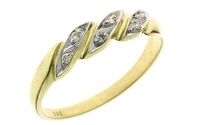 Ring 1,34g 585/- Gelbgold und Wei&szlig;gold mit 6 CVD Diamanten zus. ca. 0,06 ct. LB/si, Ringgr&ouml;&szlig;e ca. 54