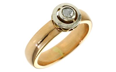 Ring 6,45g 585/- Gelbgold und Wei&szlig;gold mit Diamant ca. 0,15 ct. im Rosenschliff, Ringgr&ouml;&szlig;e ca. 51,5