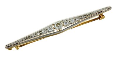 Brosche 4,63g 585/- Gelbgold und Wei&szlig;gold mit 15 Diamanten zus. ca. 0,52 ct. Brosche 4,63g 