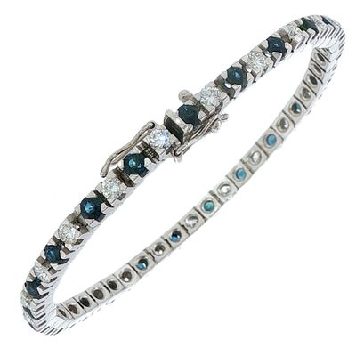 Tennisarmband 18,34g 585/- Wei&szlig;gold mit 23 Diamanten zus. ca. 2,30 ct. und Saphiren, L&auml;nge ca. 18