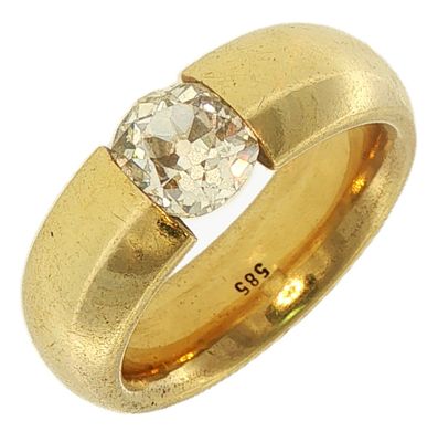 Ring 13,82g 585/- Gelbgold mit Diamant ca. 1,00 ct. H/vs1, Ringgr&ouml;&szlig;e ca. 53,5. Ring 13,82g 585/- 