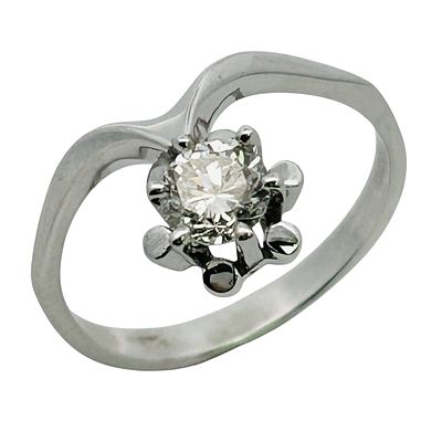 Ring 2,96g 585/- Wei&szlig;gold mit Diamant ca. 0,40 ct. J/pi1 Ringgr&ouml;&szlig;e ca. 54. Ring 2,96g 585/- 
