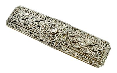 Brosche 12,71g 750/- Gelbgold und Wei&szlig;gold mit 78 Diamanten ca. 1,20 ct. Rosenschliff und ca. 0,2