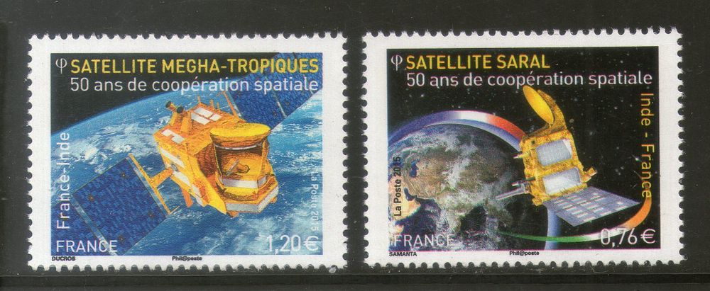 France 2015 India Joints Issue Cooperation in Space Satellite 2v MNH