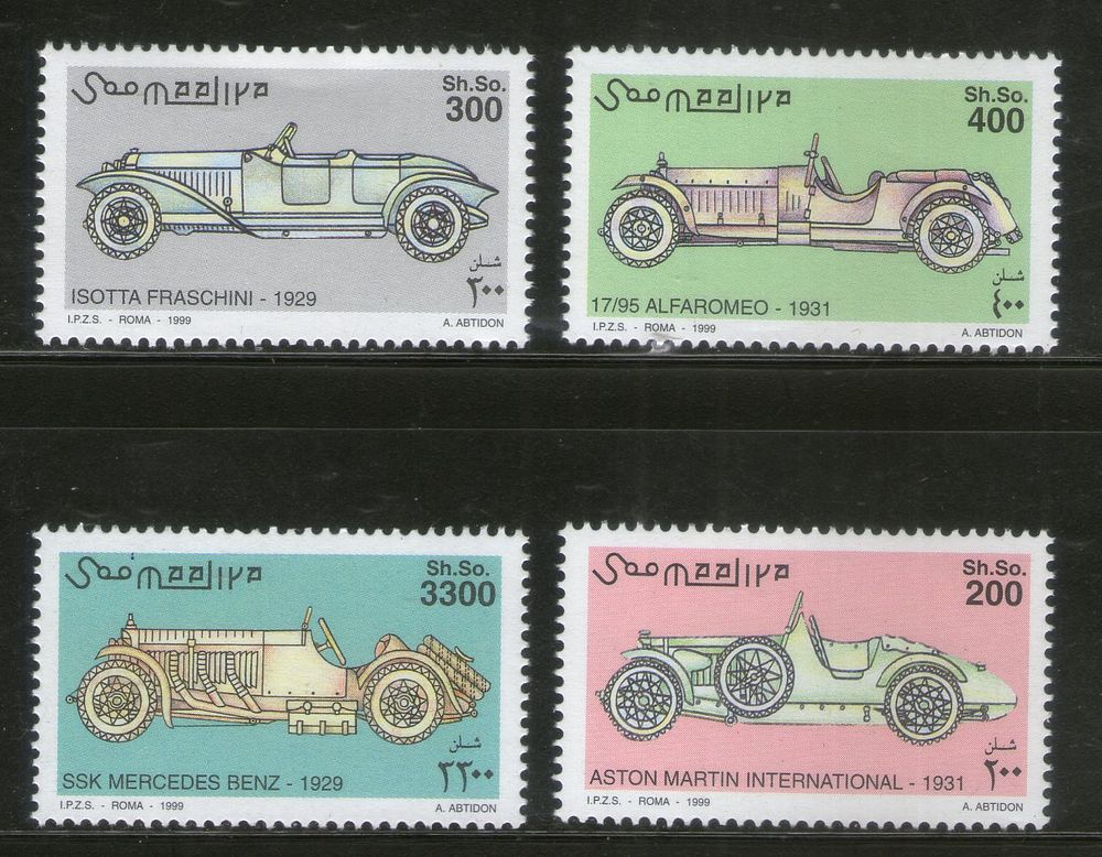 Somalia 1999 Vintage Cars Automobile 4v MNH