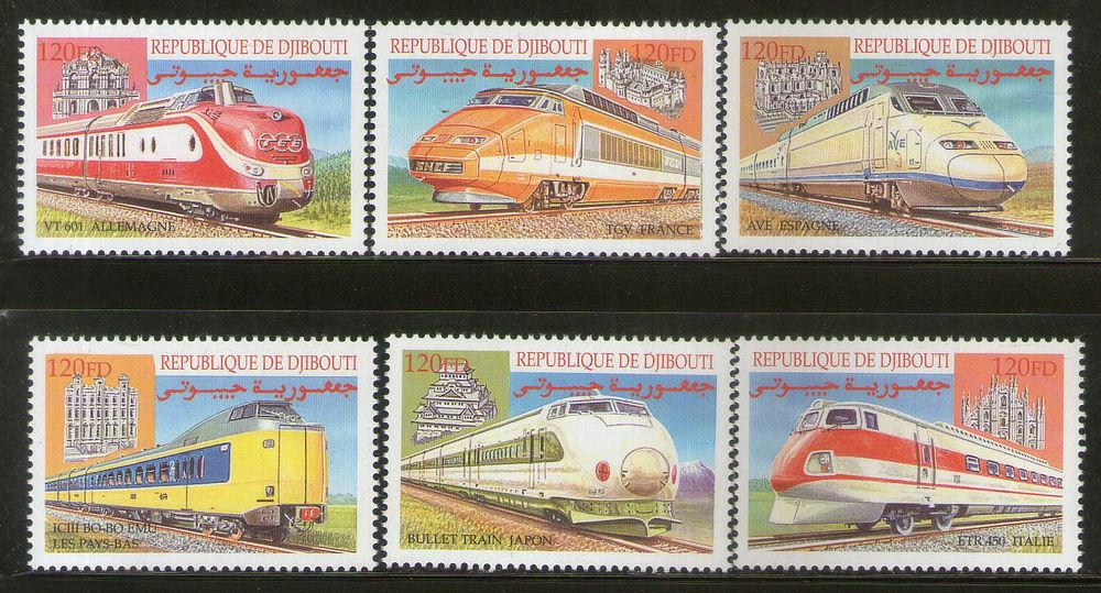 Djibouti 2000 Hi-Speed Trains Railway Locomotive Sc 803a-f 6v MNH