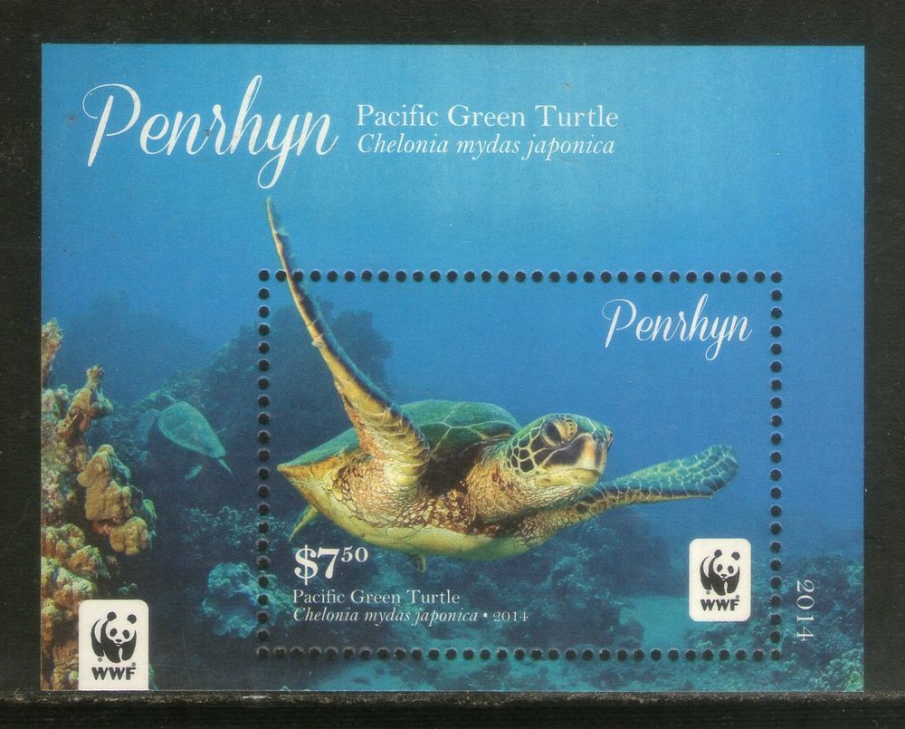 Penrhyn Islands 2014 WWF Pacific Green Turtle Reptiles Sc 545 M/s MNH FV Rs. 350