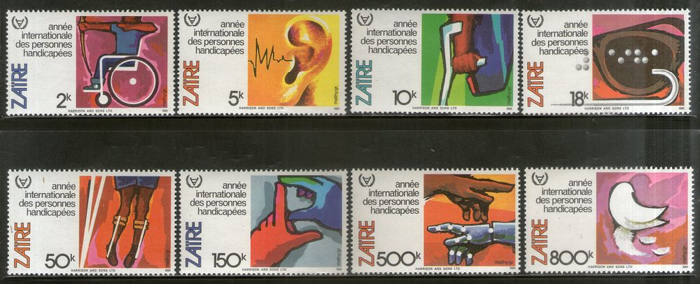 Zaire 1981 Int. Year of Disability Health Medicine Sc 1028-35 8v MNH