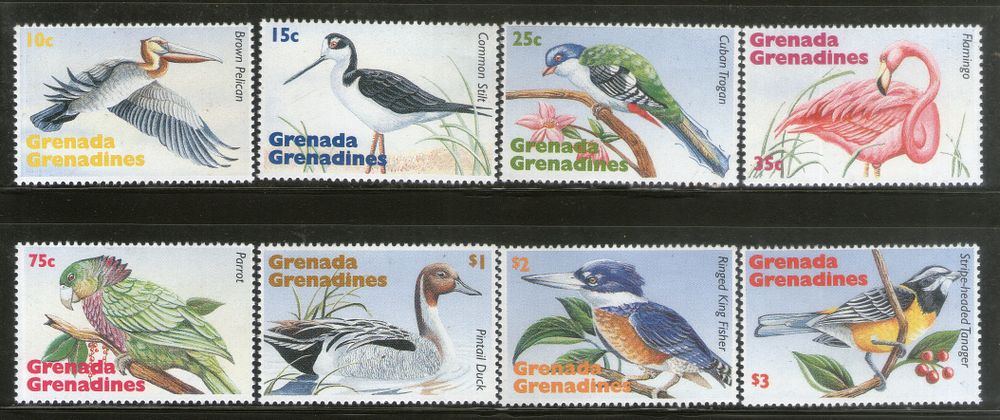 Grenada Grenadines 1995 Birds of Caribbean Wildlife Fauna Sc 1752-59 MNH