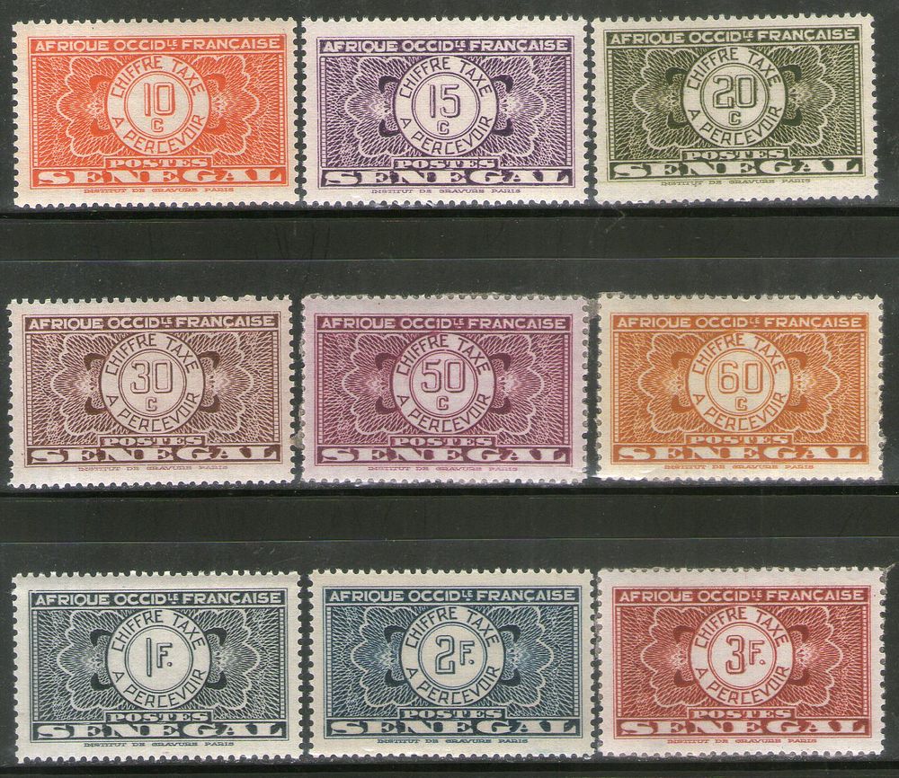 Senegal 1935 9 Diff. Postage Due Sc J23 Stamp MNH