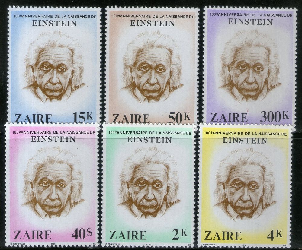 Zaire 1980 Albert Einstein Scientist Sc 853-58 MNH