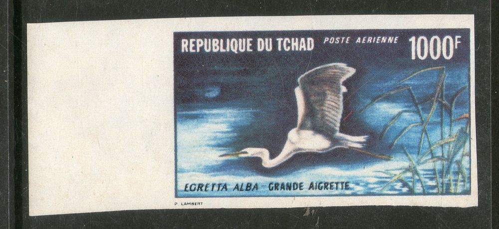 Chad 1971 1000Fr. White Erget Birds Sc C84 $75 Impeforated MNH