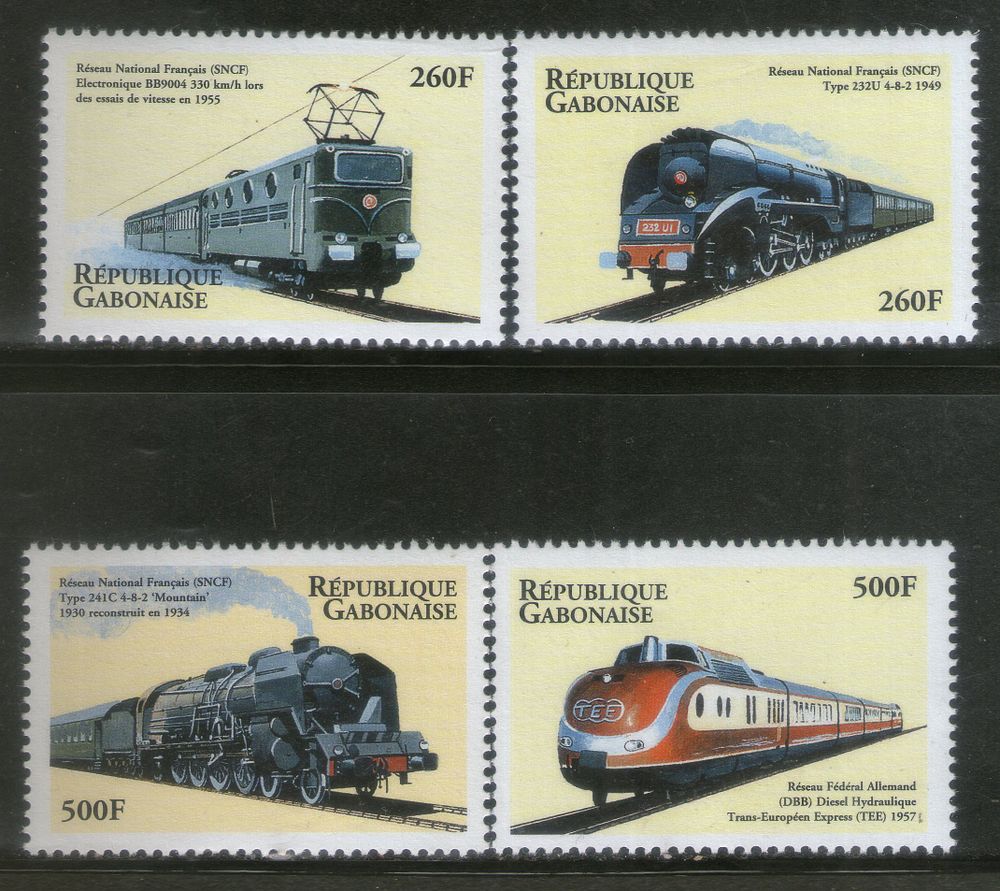 Gabon 2000 Locomotives Railway Train Transport Sc 1028-31 MNH