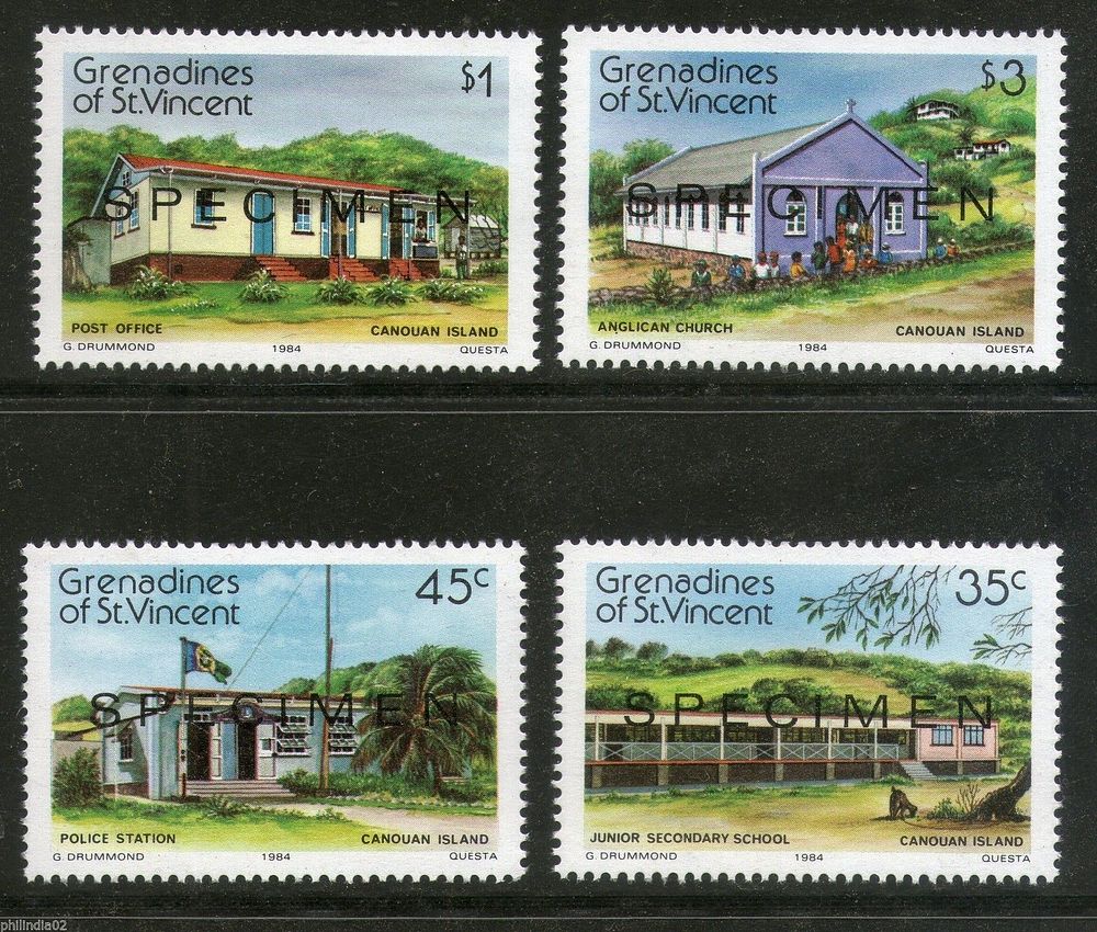 St. Vincent Grenadines 1984 Canouan Architecture SPECIMEN Sc 433-36 MNH