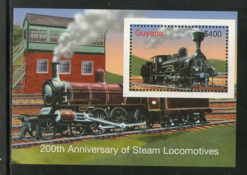 Guyana 2004 Steam Locomotive Railway Transport Sc 3879 M/s MNH