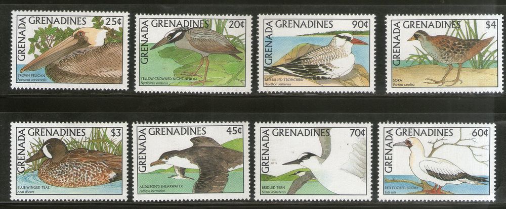 Grenada Grenadines 1988 Water Birds Wildlife Fauna Sc 954-61 MNH