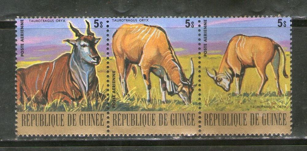 Guinee 1977 Endangered Wildlife Animals Eland Antelope 3v MNH