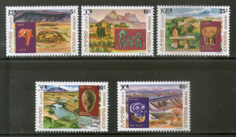 Ethiopia 1977 Archaeological Sites Wildlife Animals Sc 822-26 MNH