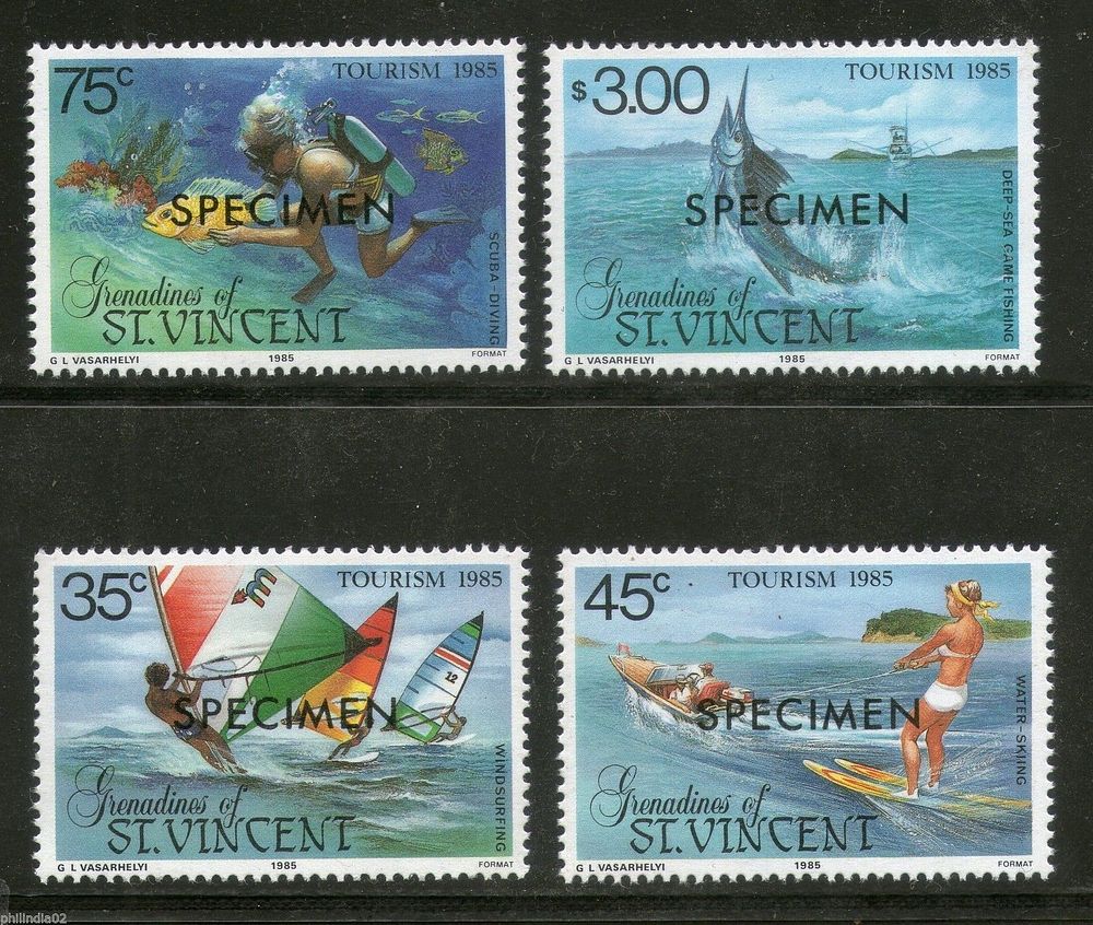 St. Vincent Grenadines 1985 Tourism Water Sport SPECIMEN Sc 484-87 MNH