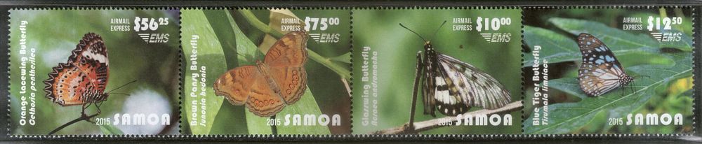 Samoa 2015 Butterflies Moth Insect Fauna Sc C15 4v CV $115 MNH