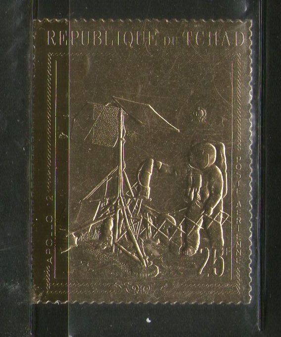 Chad 1970 Apollo 12 Space Sc C70A Gold Foil Stamps MNH