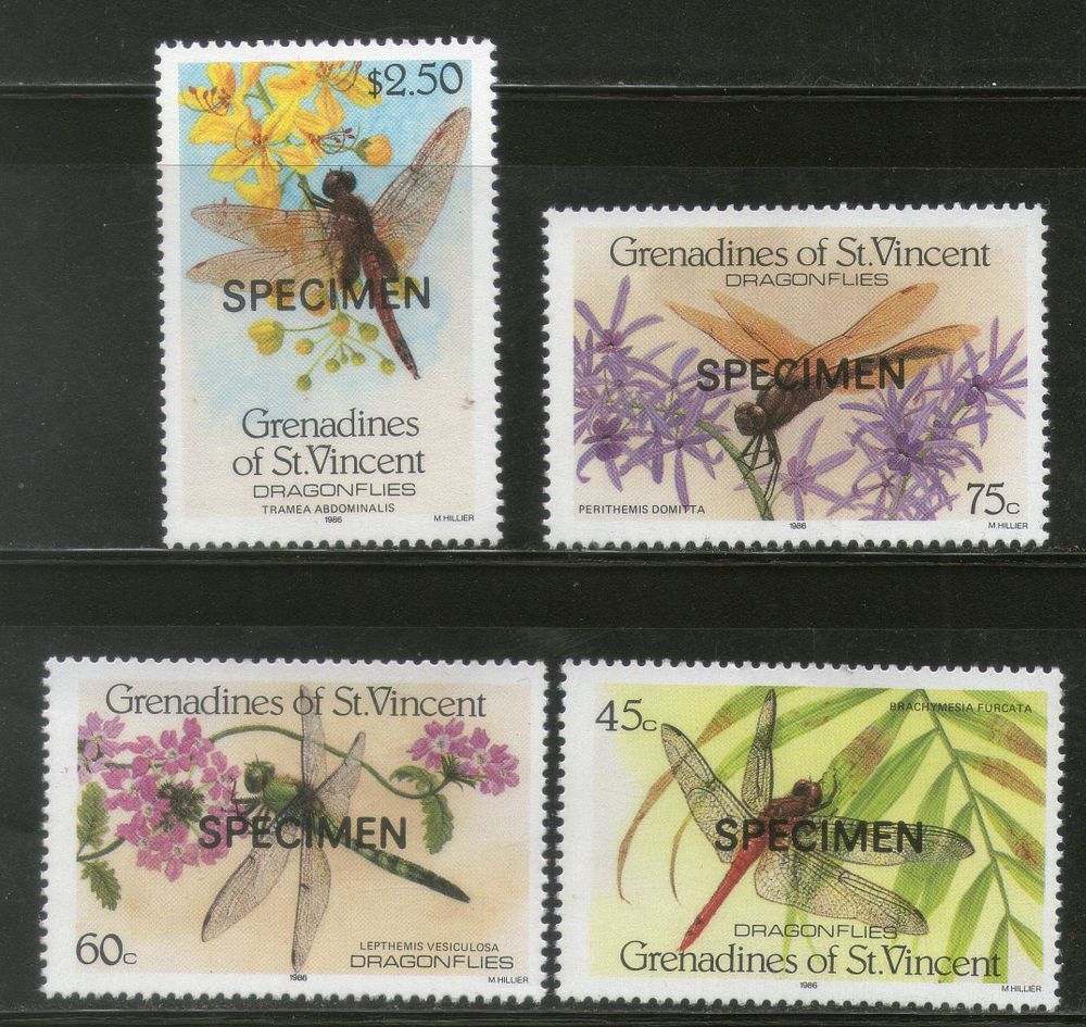 St. Vincent Grenadines 1986 Dragonflies Insect SPECIMEN Sc 546-49 MNH