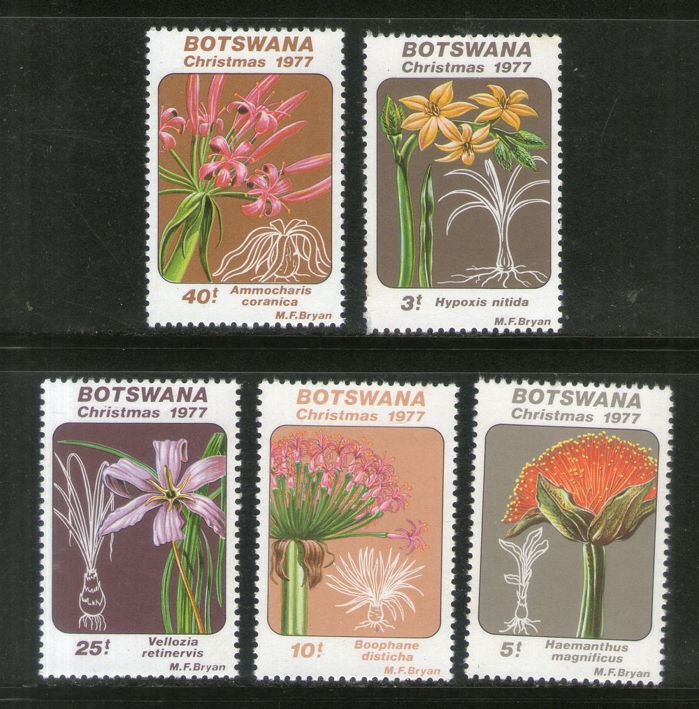 Botswana 1977 Lilies Flowers Orchids Plant Sc 193-97 MNH