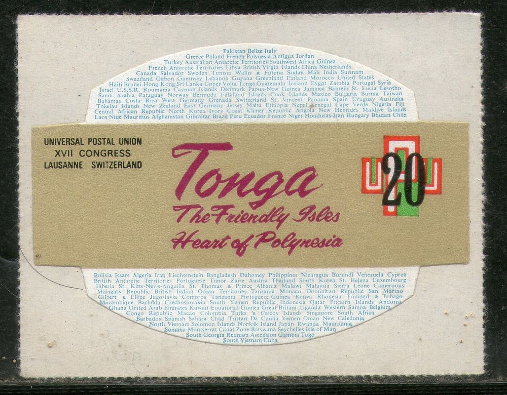 Tonga 1974 20s UPU Centenary Odd Shaped Die Cut Sc 340 Stamp MNH