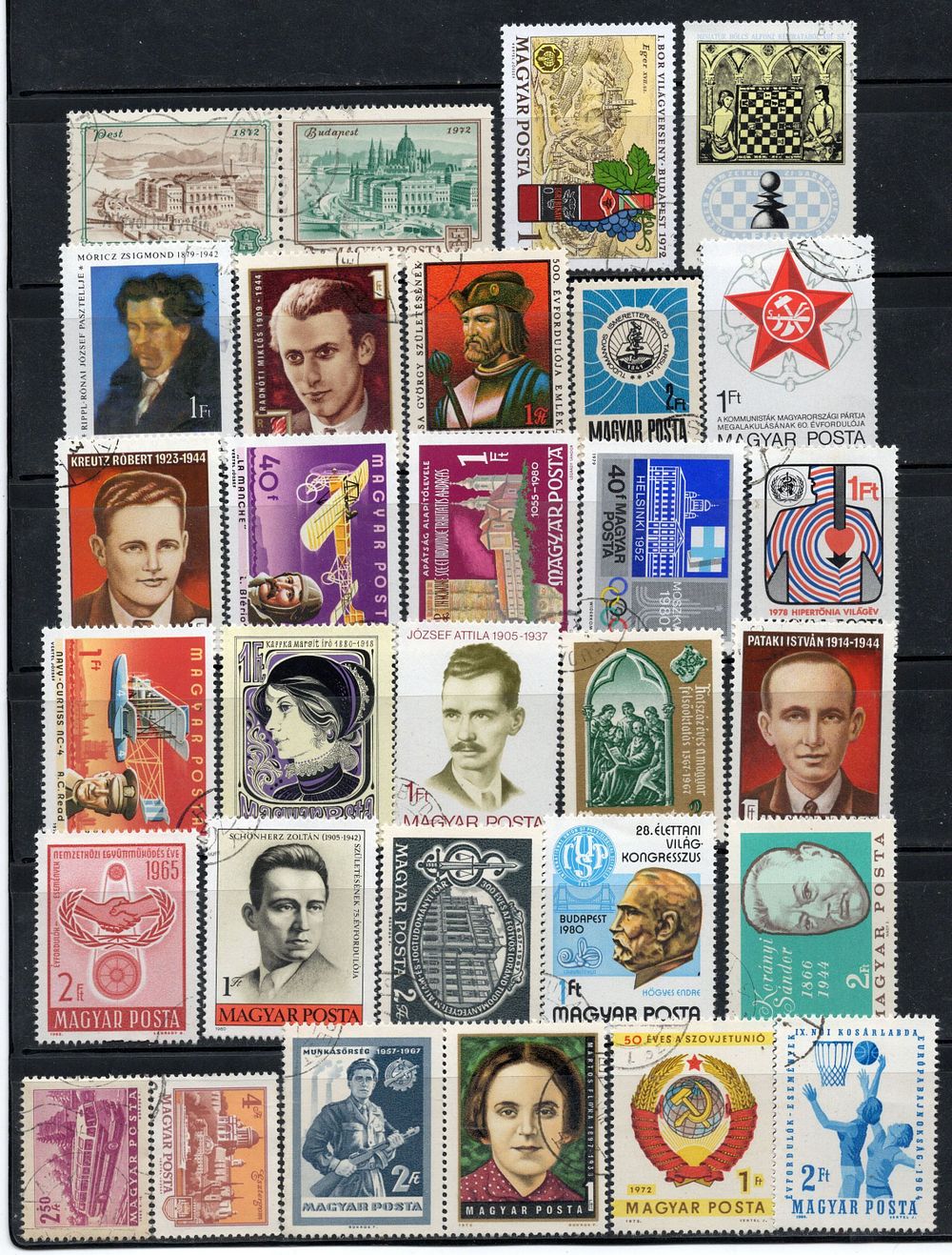 Hungary 30 Diff. Used Stamps on Painting Sports personalities Chess