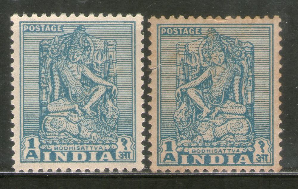 India 1949 1An Bodhisattva Die - I & II 1st Definitive Series Phila-D4 MNH