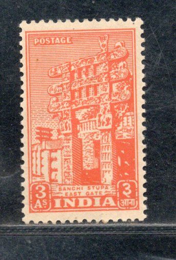 India 1949-51 3As Sanchi Stupa Archaeological 1st Def. Series Phila D8 MNH