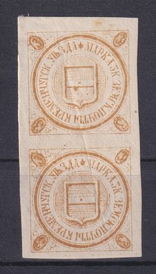 Земство Кременчугский уезд 1887, #Ш-9, Ч-9, 70$, Оливково-коричневая на сетчатой бумаге. С точкой. 