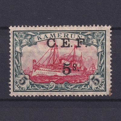 Немецкие колонии Британская оккупация. Камерун 1915, SG #B13a, 1300&pound;, Перевёрнутая &laquo;S&raquo;. Сертификат. 