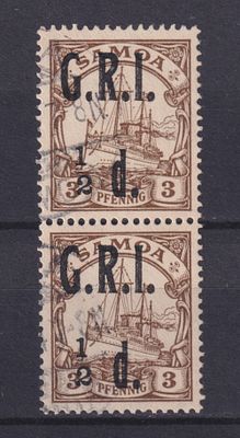 Немецкие колонии Британская оккупация. Самоа 1914, SG #101-101b, 63&pound;, Нижняя марка без дробной черты