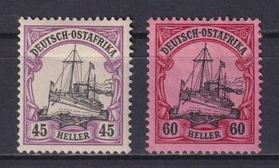 Немецкие колонии Восточная Африка 1905, Mi #28-29, 100€, Императорская яхта. Часть серии. Без в/з. 