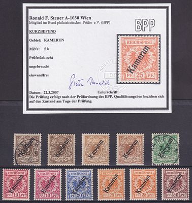 Немецкие колонии Камерун 1897, Mi #1-6, 270€, Много разных типов. Заверки. Состояние: 