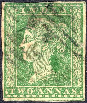 1854 Typograph 2a deep green shade used with type 5 numeral cancellation.