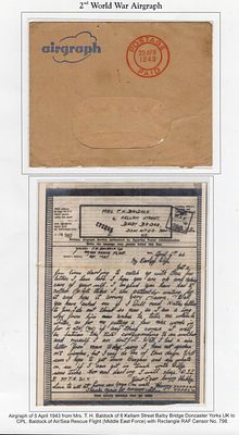 India WWII 1943 Airgraph used with R.A.F. Censor marking with original envelope.